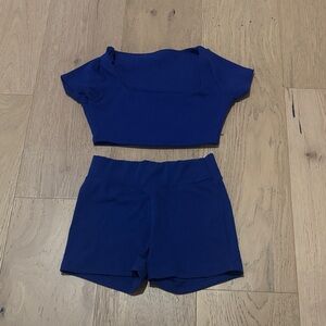 Tiger Friday, dance Blue Ribbed Crop Top and Shorts Set perfect condition!!